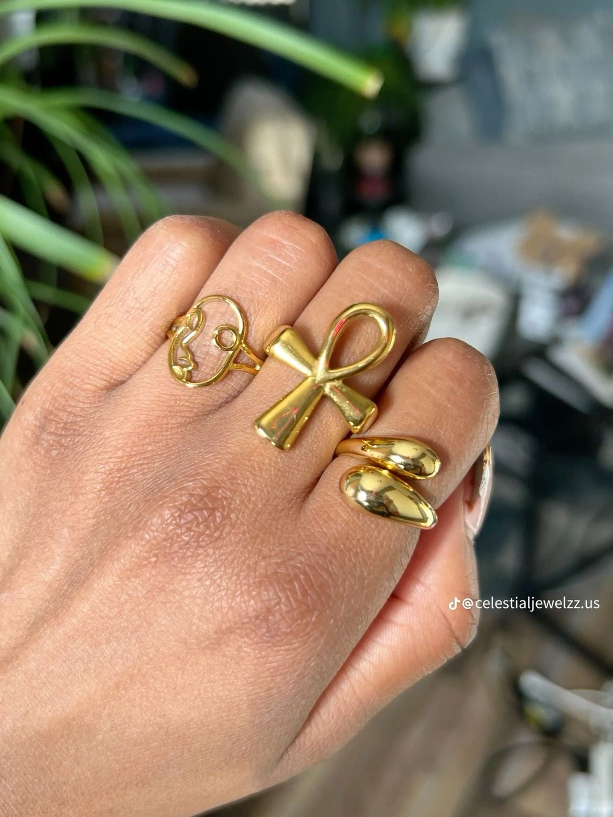 Key of Life Ring- Gold Plated