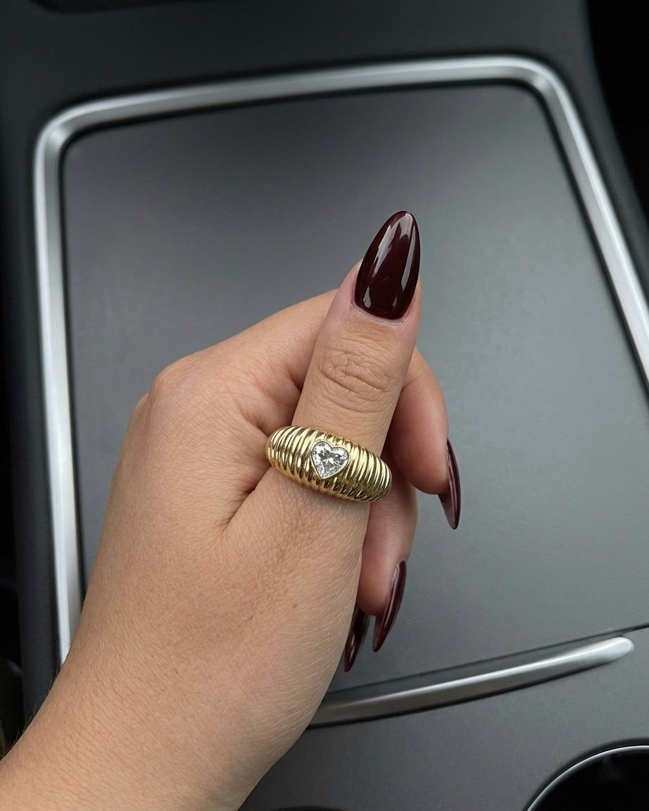 Crystal Heart Ring (Gold Plated)