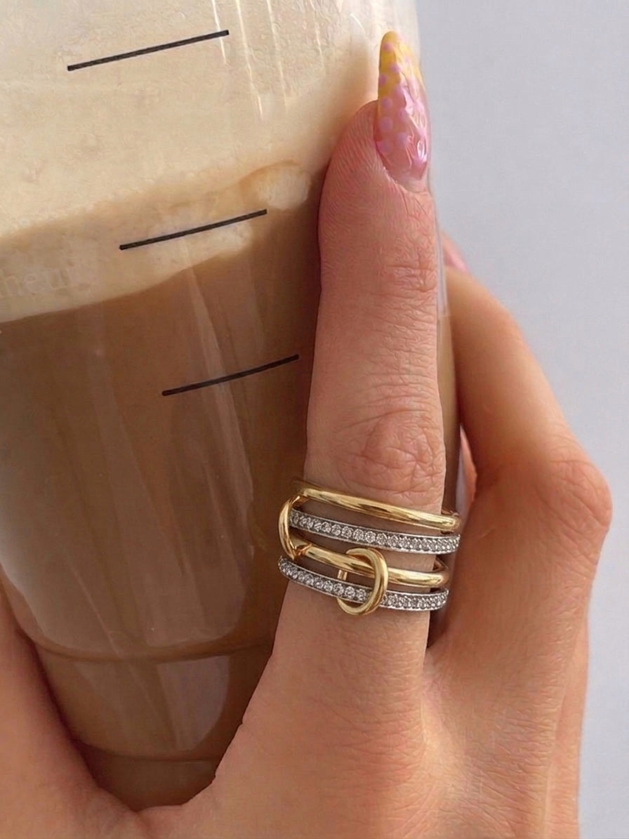 Layered Crystal Ring (Gold Plated)