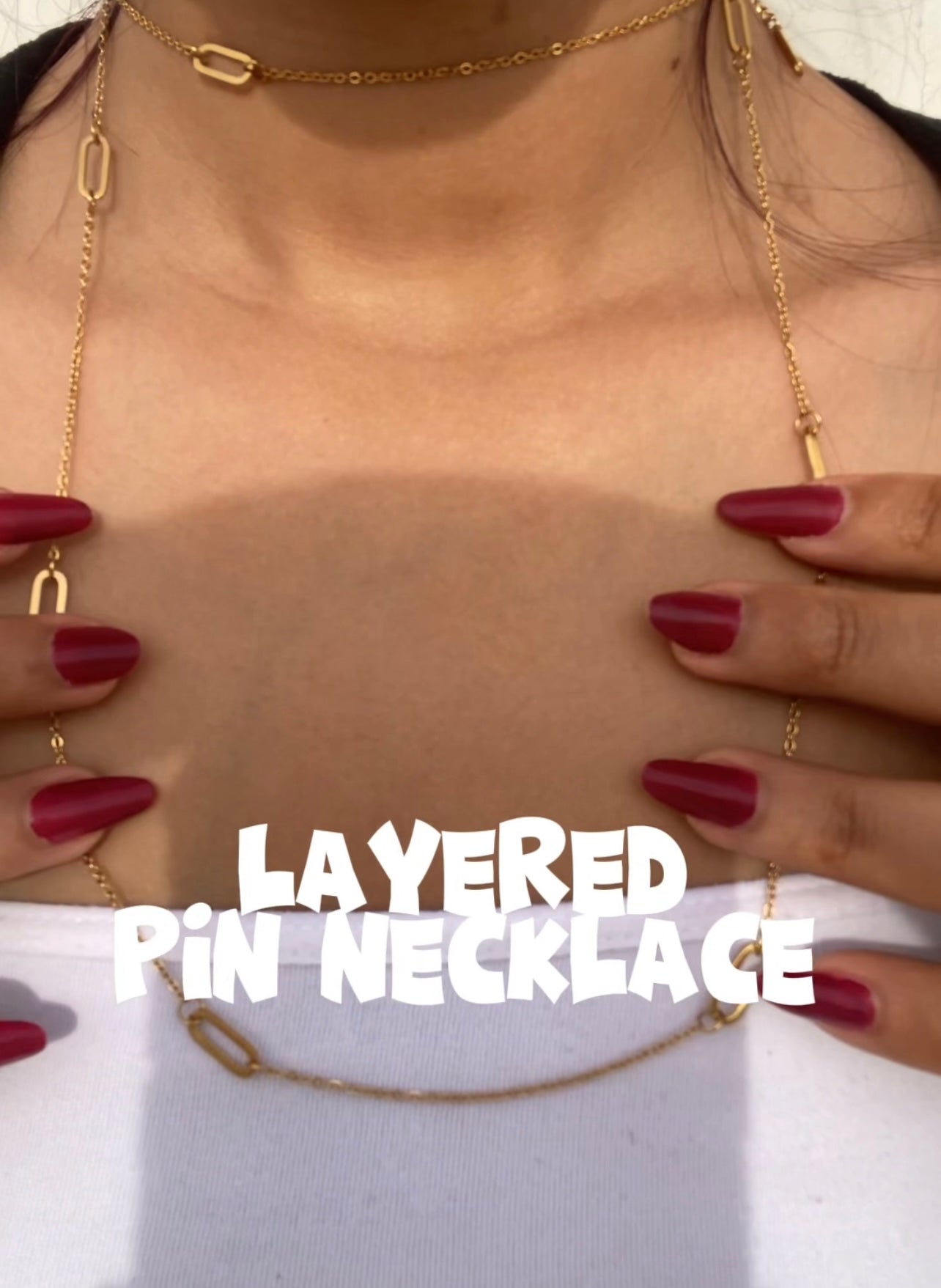 Layered Pin Necklace (Gold Plated)