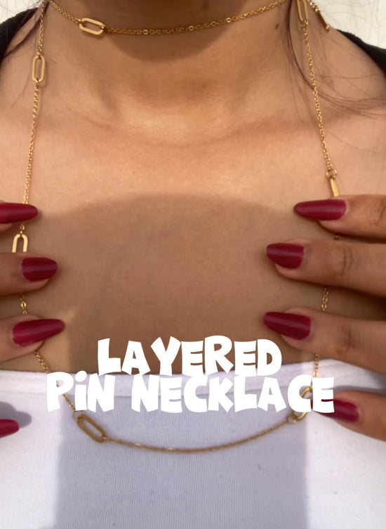 Layered Pin Necklace (Gold Plated)