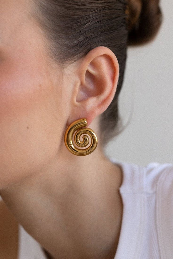 Statement Spiral Gold Plated Earrings