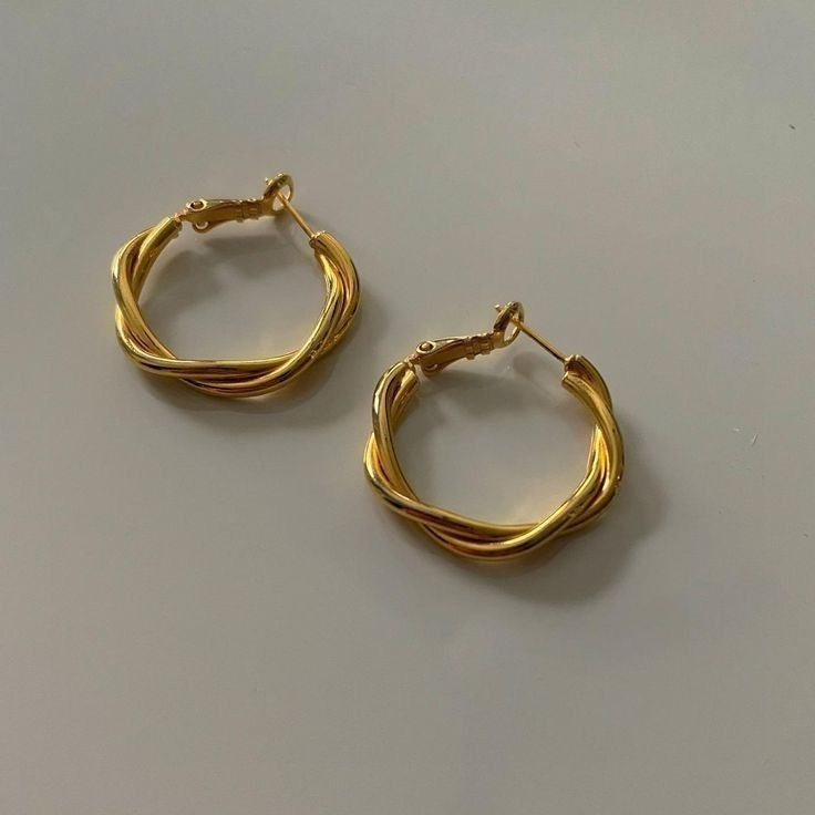 Twisted Hoop Earrings (Stainless Steel)