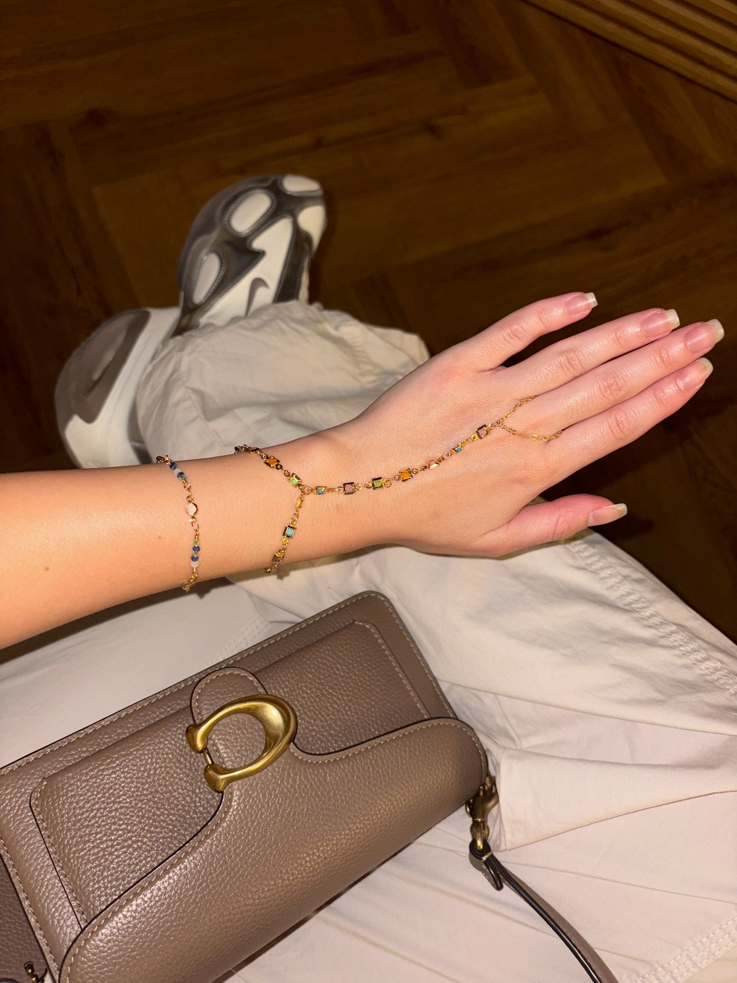 Colorful Stones Hand Chain 2.0 (gold plated)