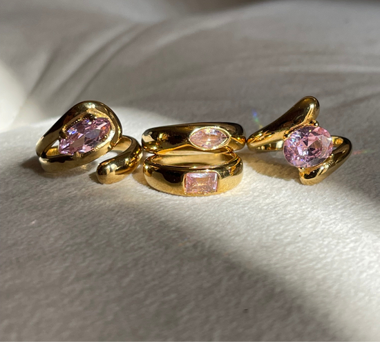 Pink Statement Ring- Stainless Steel