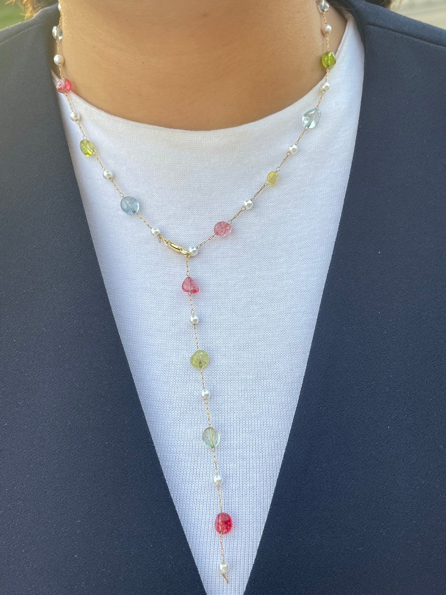 Colorful Stones Drop Necklace (Gold Plated + Limited Edition)