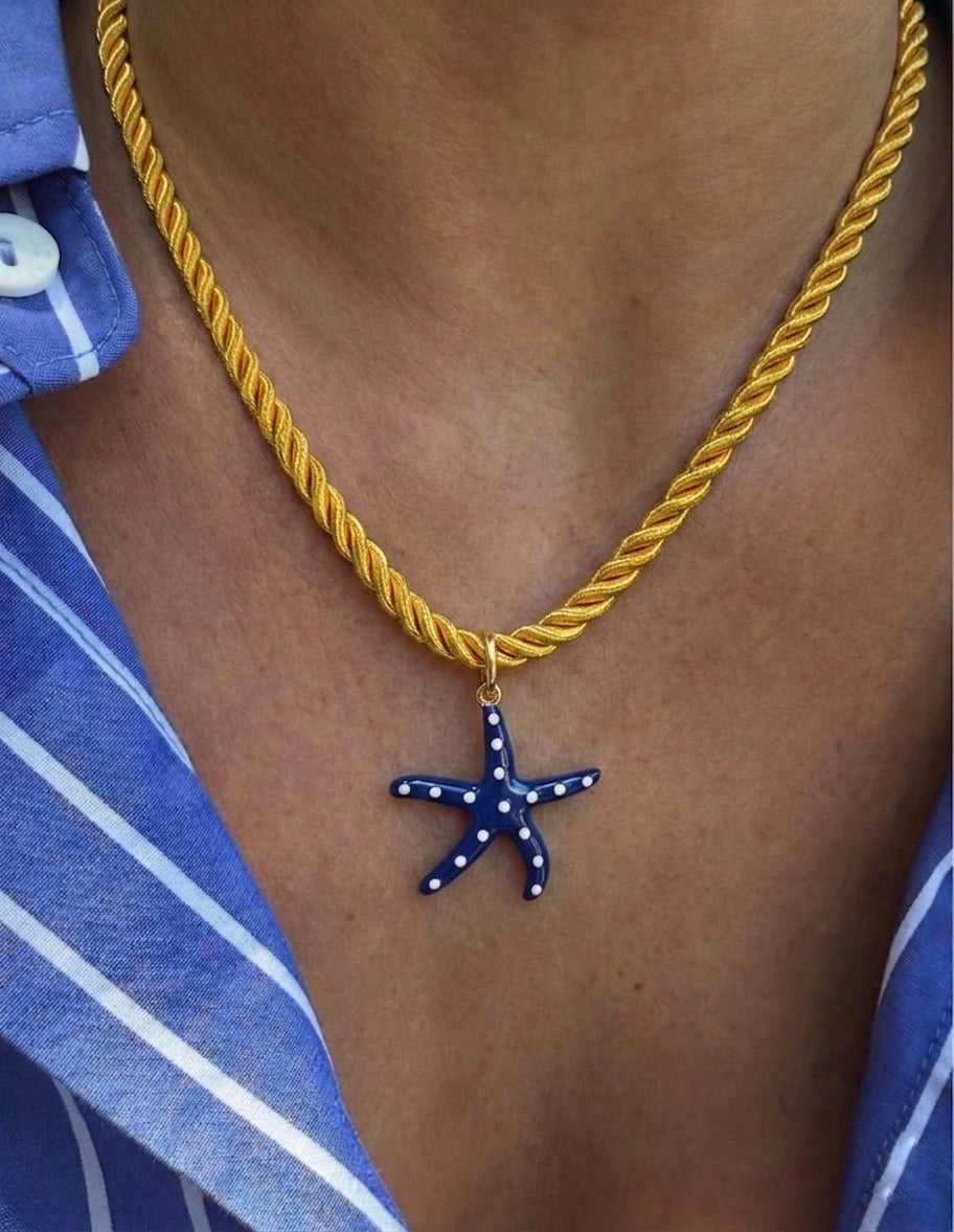 Starfish Statement Colorful Necklace (Gold Plated)