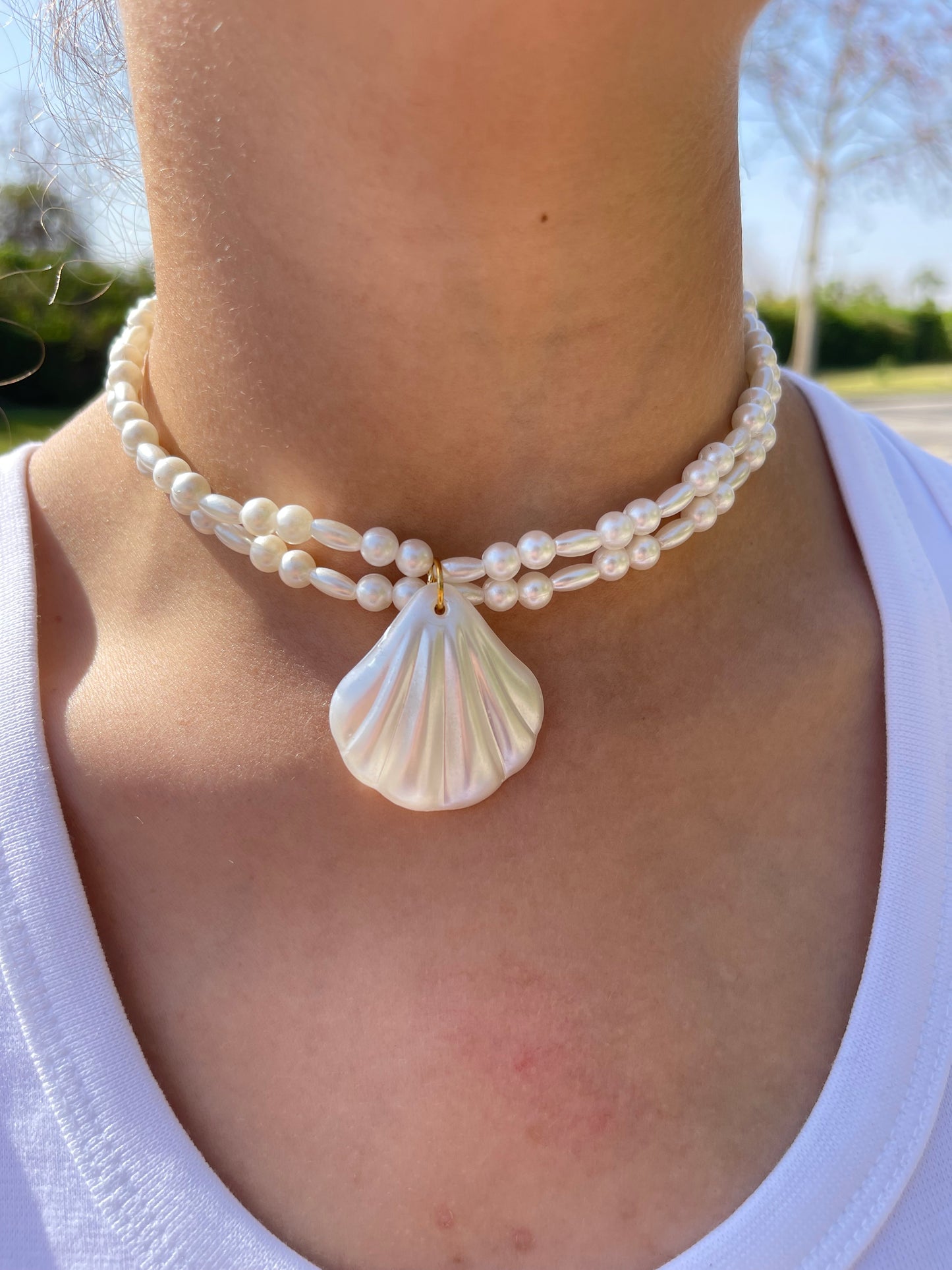 Pearly Seashell Statement Necklace
