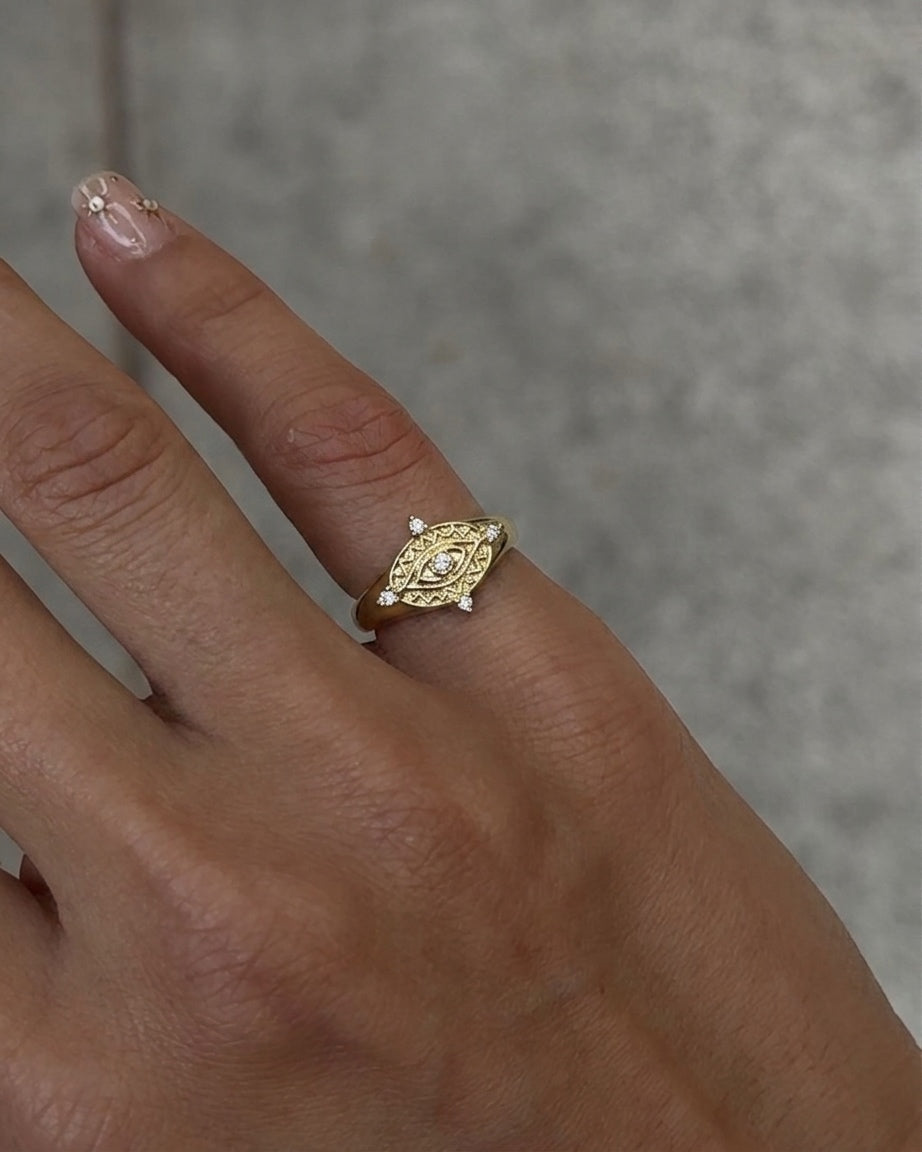 crystal evil eye pinky ring 2.0 (gold plated)