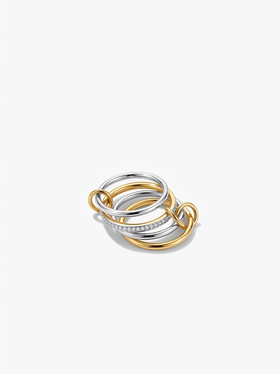 Layered Crystal Ring (Gold Plated)