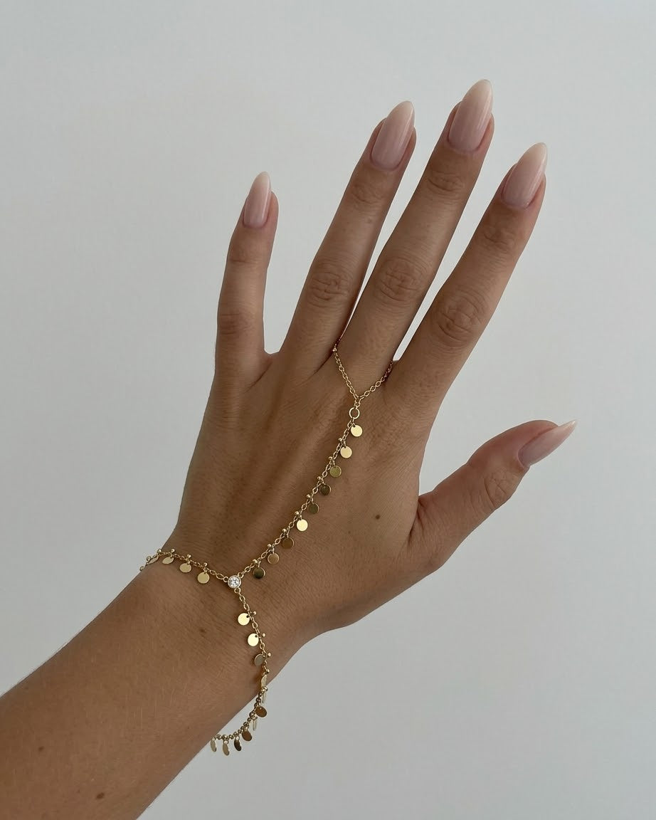 dainty circles hand chain (gold plated)