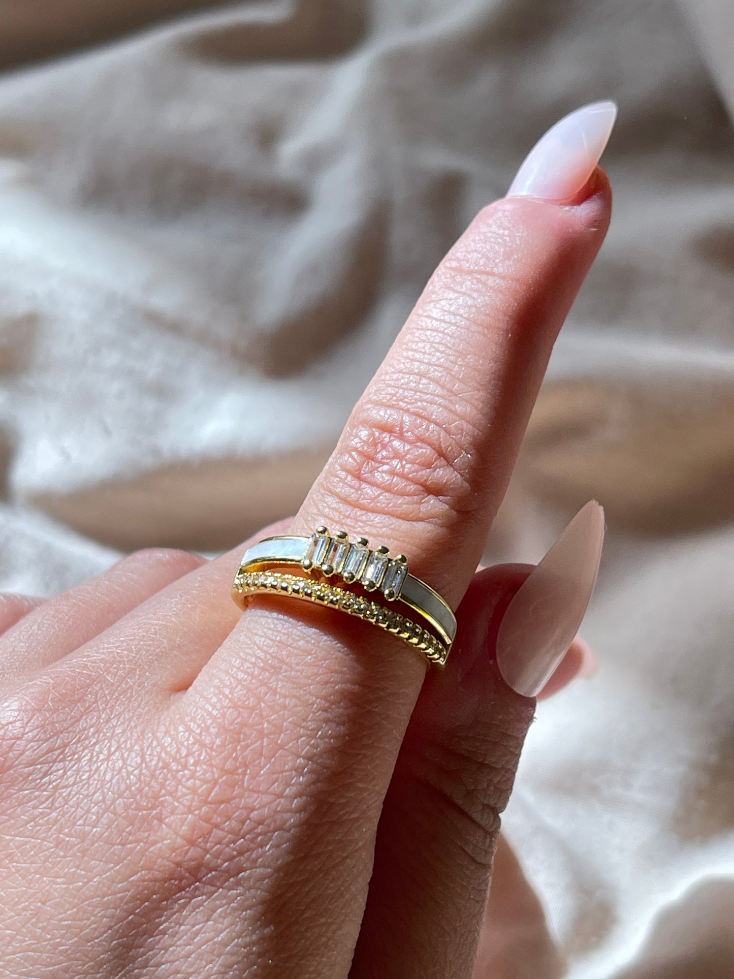 Double Crystal Gold Plated Ring