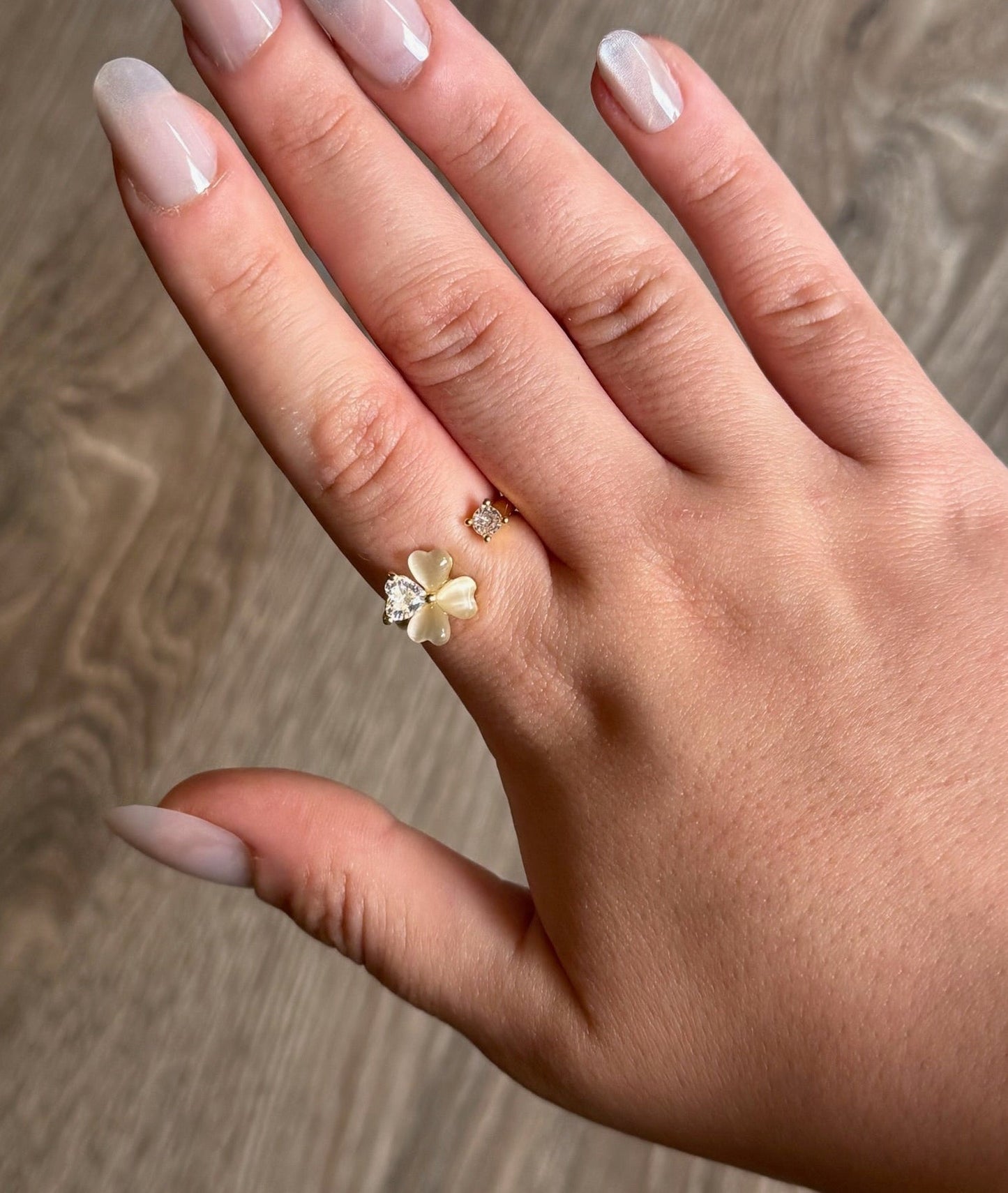 Crystal Flower Ring- Gold Plated