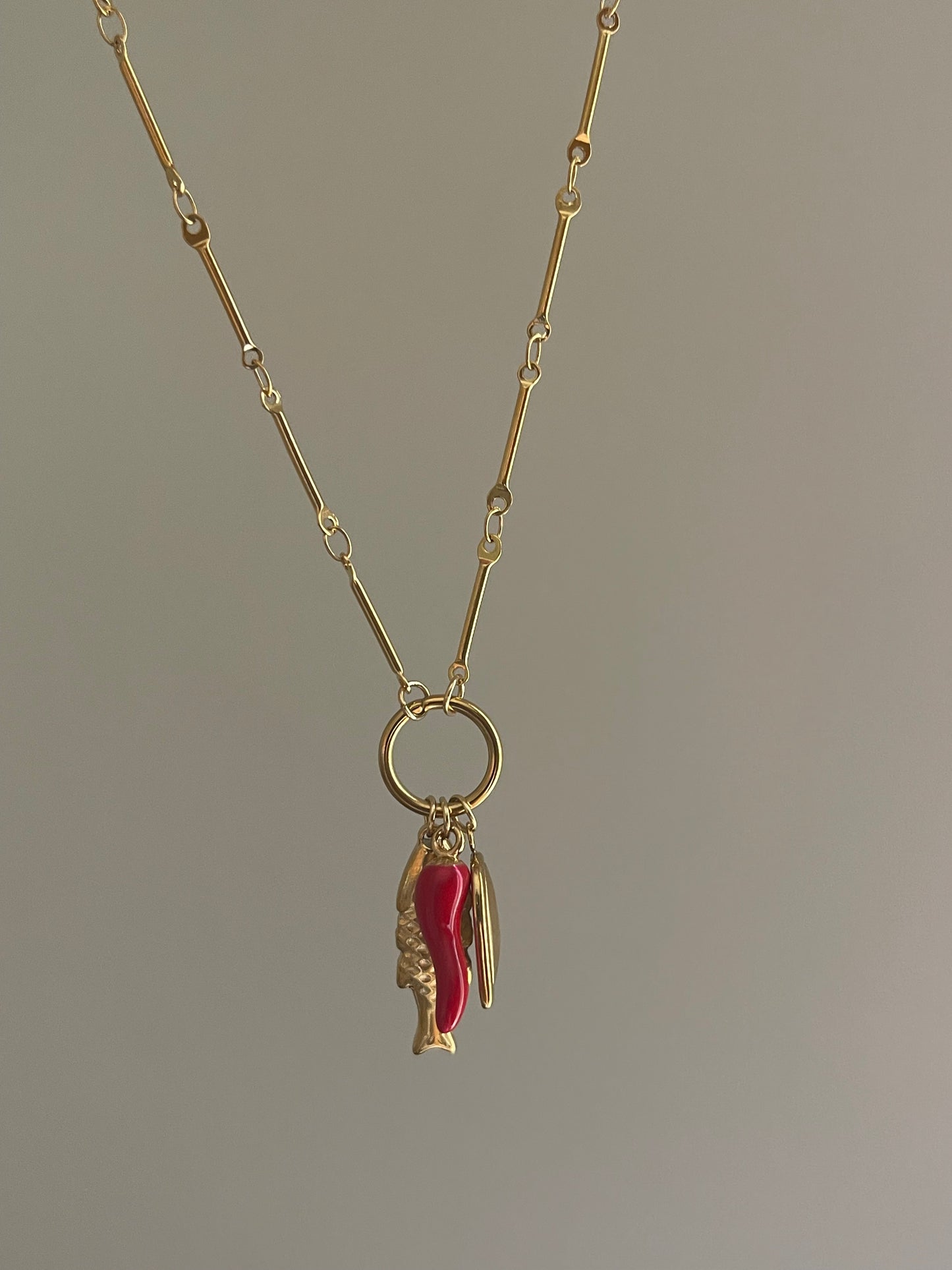 Red Chili Heart Necklace (Stainless Steel)