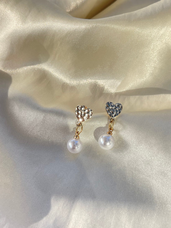 Heart Pearl Dangle Earrings