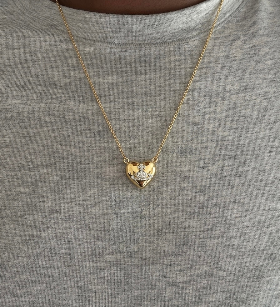 Saturn Heart Necklace- Stainless Steel