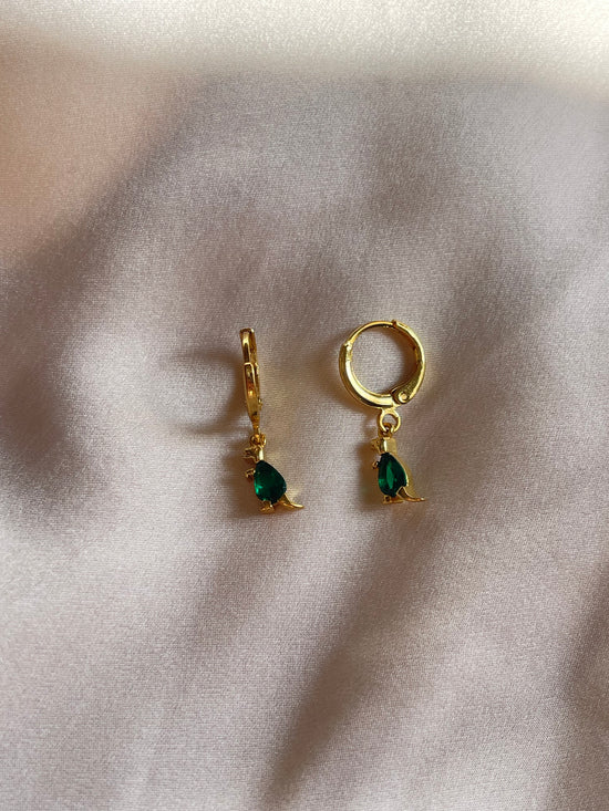 Green Dinosaur Earrings (Gold Plated)