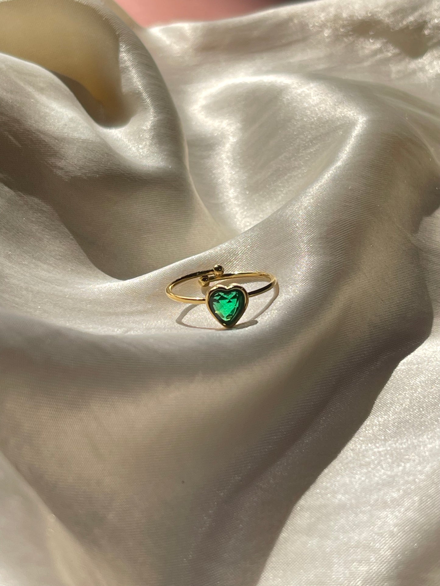 Emerald Heart Stainless Steel Ring