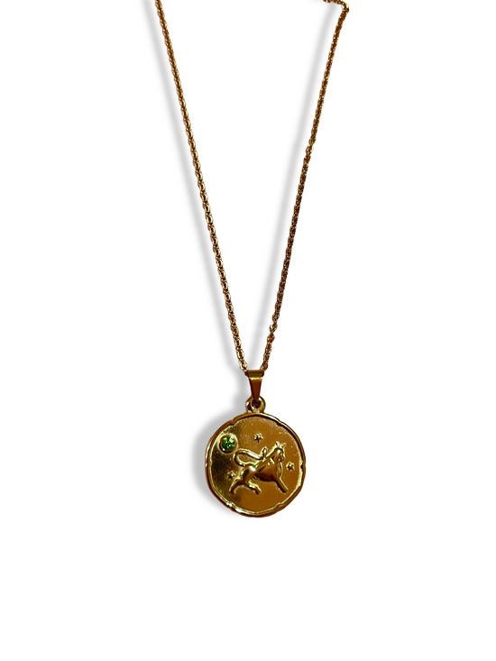 Zodiac Engraved Necklace- Stainless Steel