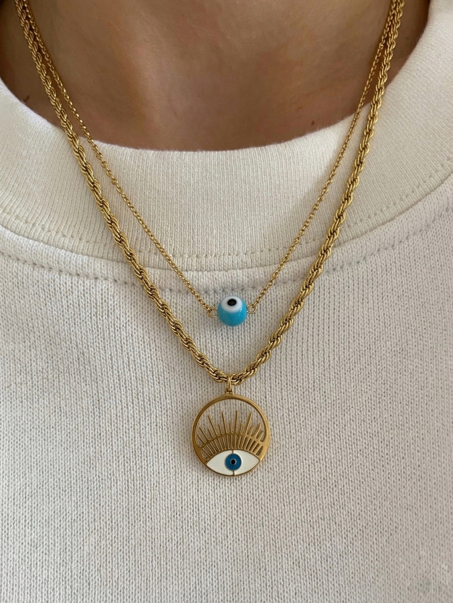 Evil Eye Layered Necklace (Stainless Steel)