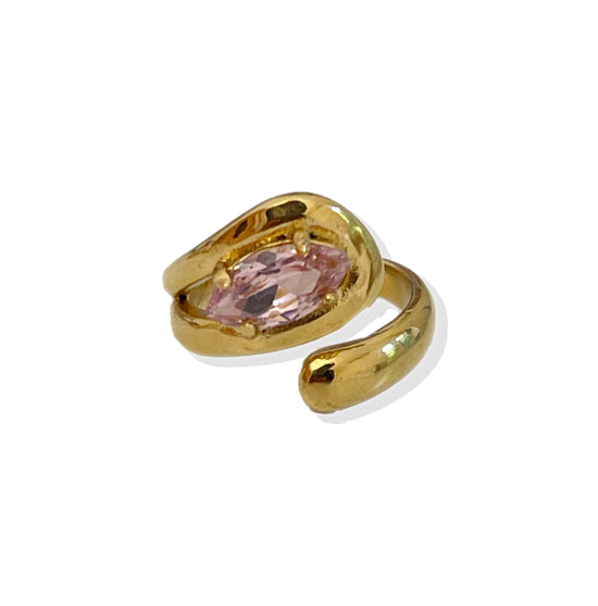 Chunky Drop Crystal Ring- Stainless Steel