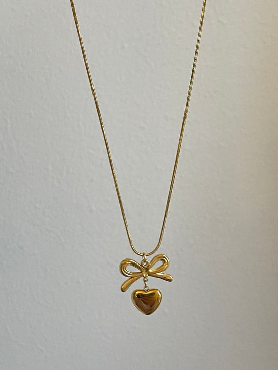 Heart Bow Necklace (Stainless Steel)