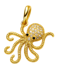 Silly Octopus Charm- Gold Plated