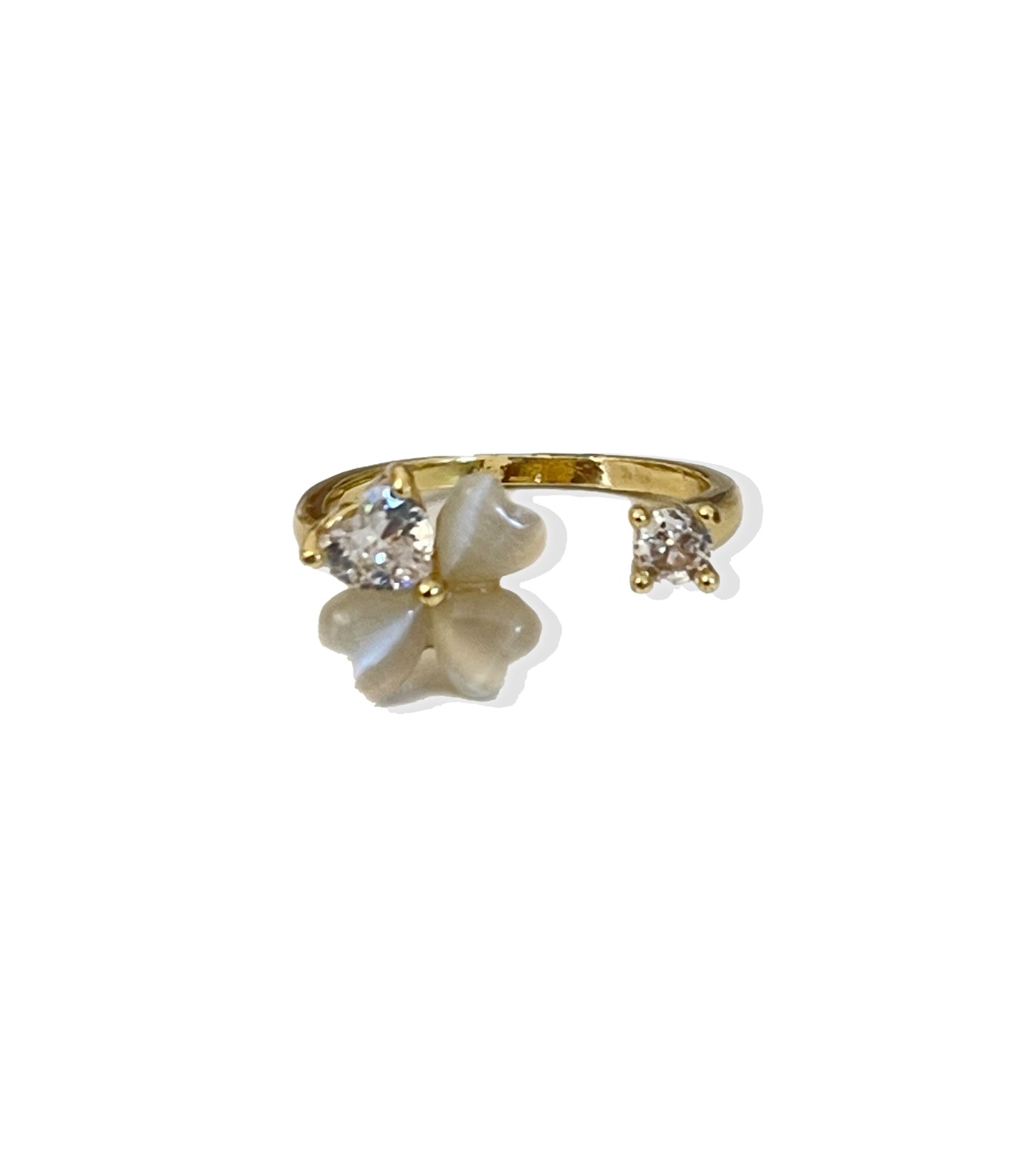 Crystal Flower Ring- Gold Plated