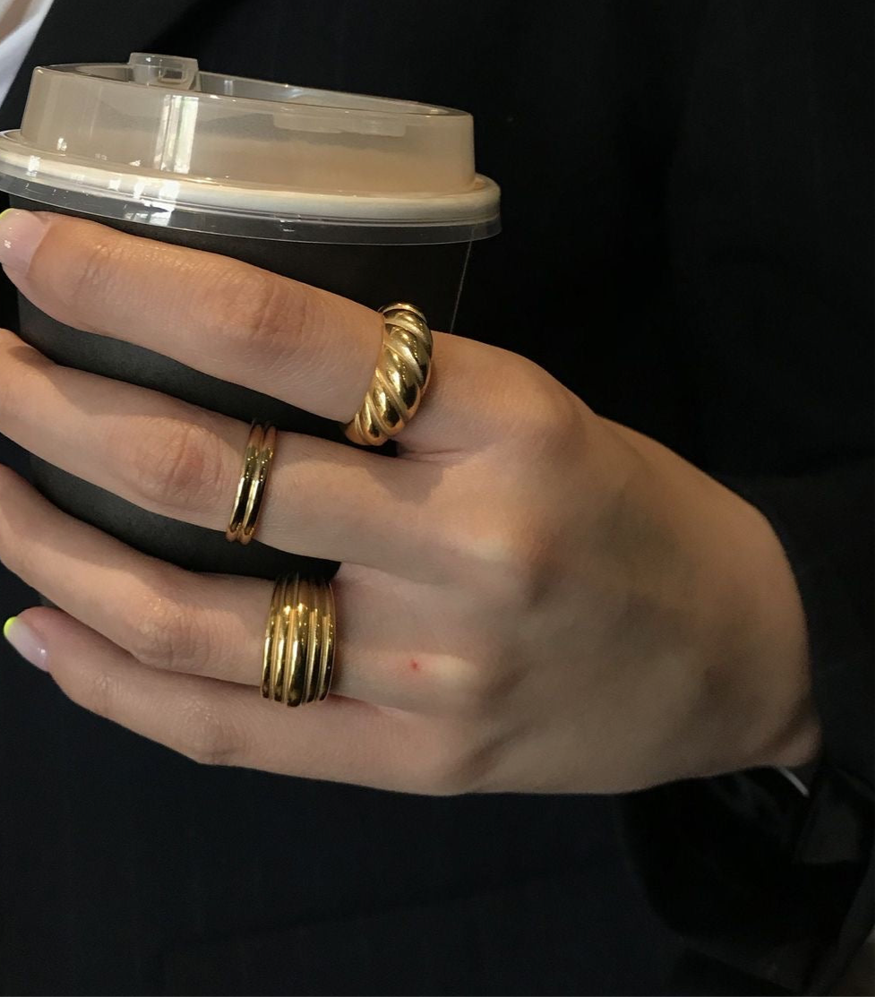 Twisted Chunky Gold Plated Ring