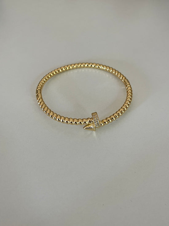 Iconic Crystal Nail Cuff Bracelet (Gold Plated)