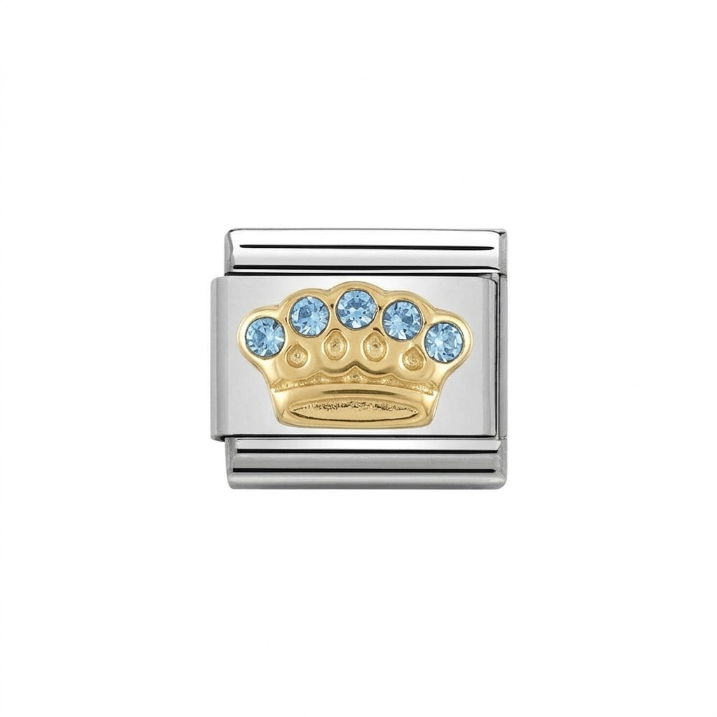 Blue Princess Crown- Silver Italian Charm