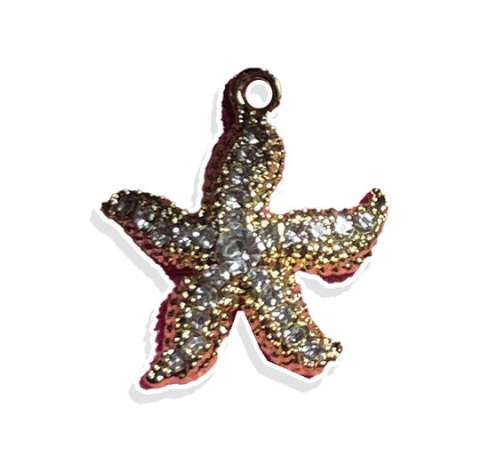 Crystal Pearl Starfish Charm 2.0- Gold Plated