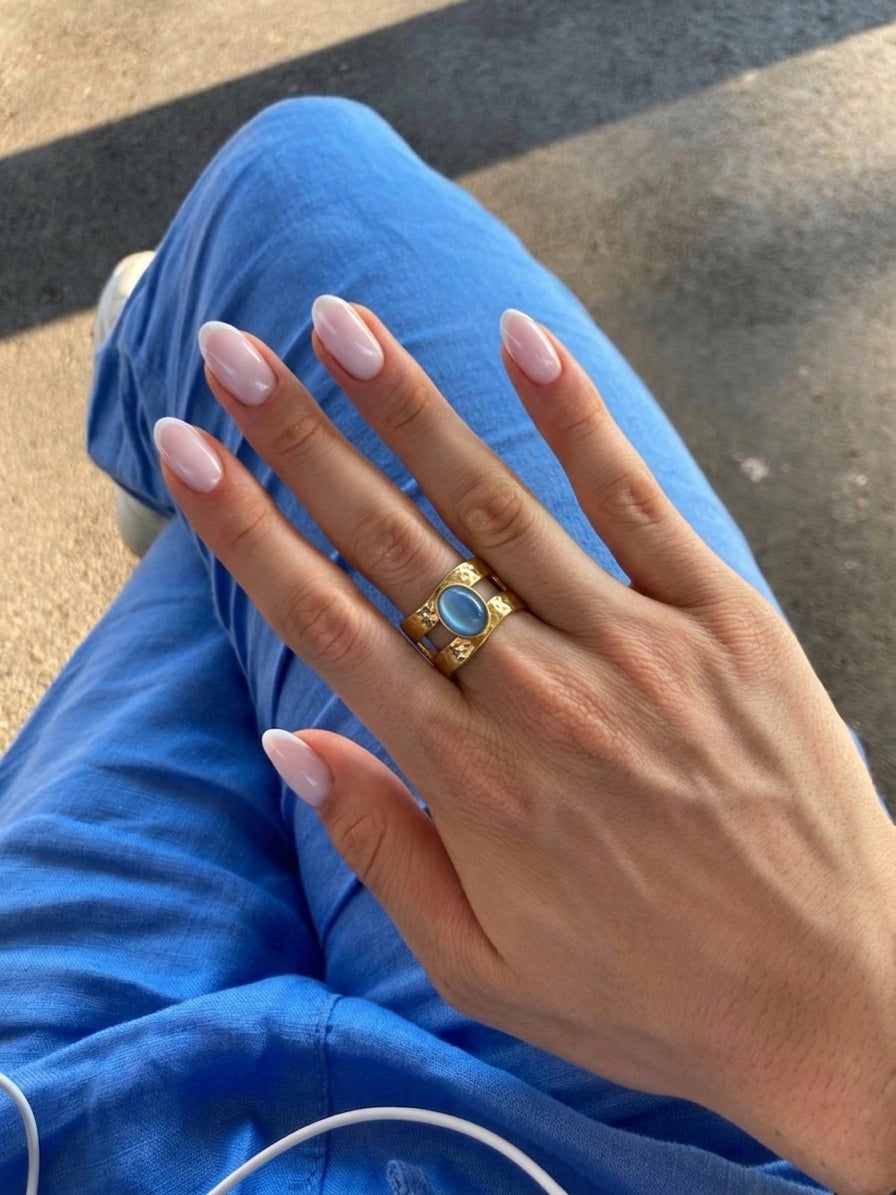 Chunky Colorful Stone Ring (Stainless Steel)
