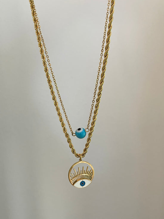 Evil Eye Layered Necklace (Stainless Steel)