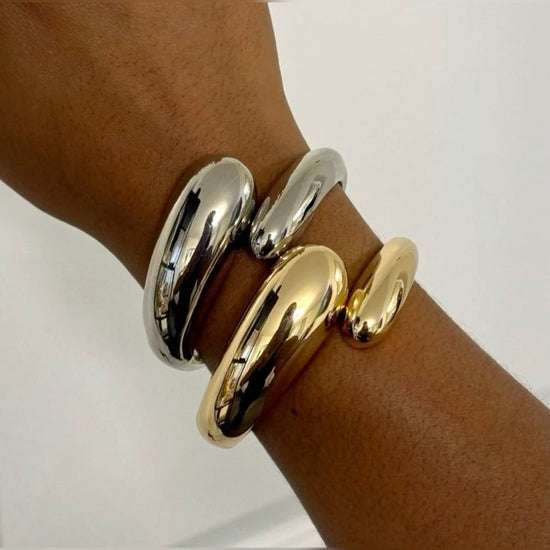 Chunky Drop Gold Bangle (Gold Plated)