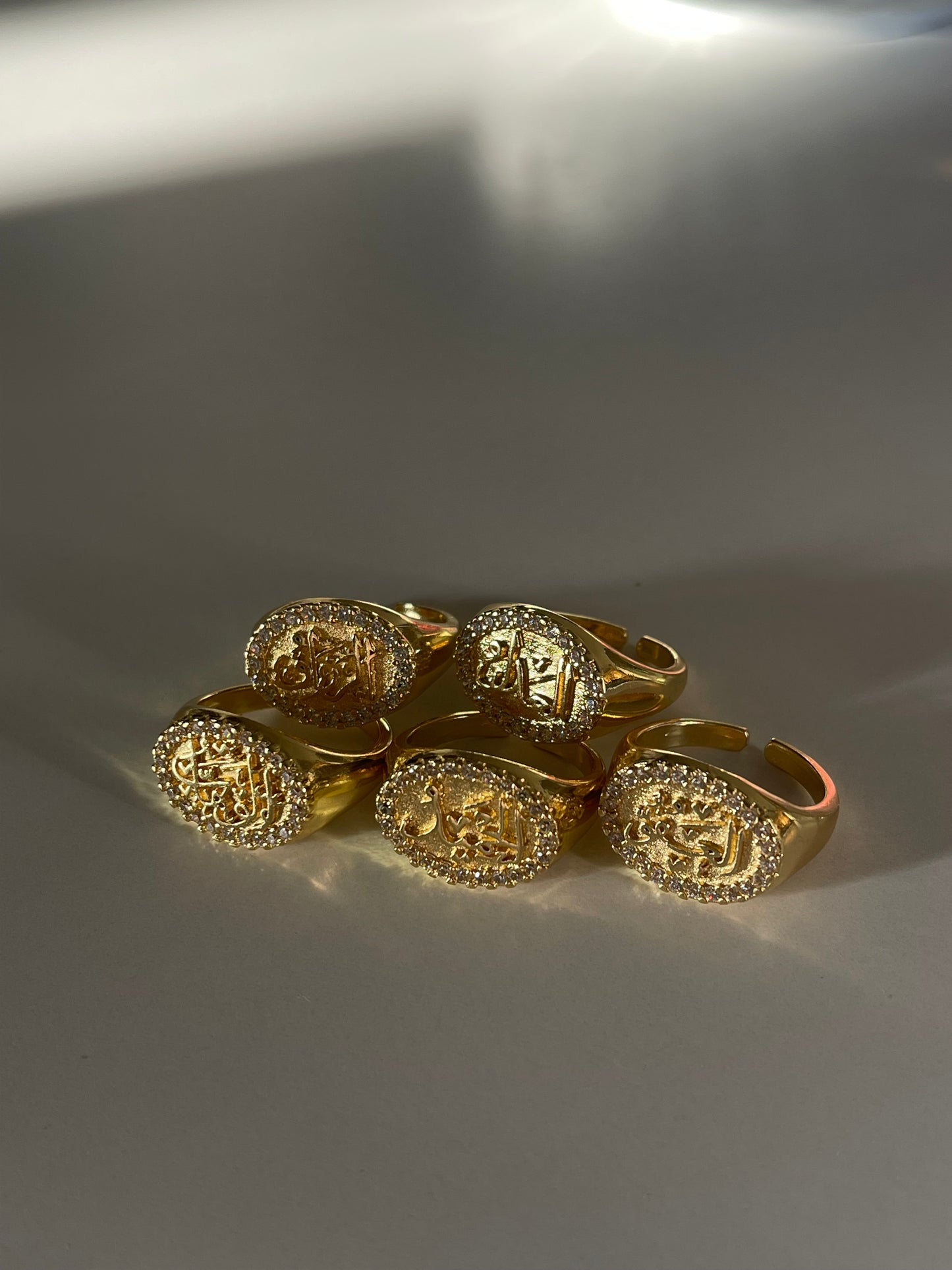 Crystal الله Signet Ring (Gold Plated)