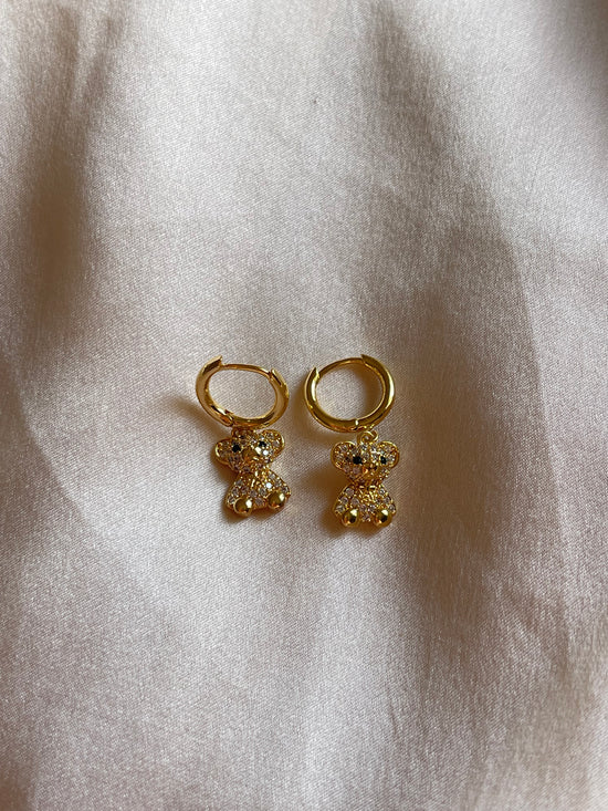 Crystal Bear Hoops (Gold Plated)