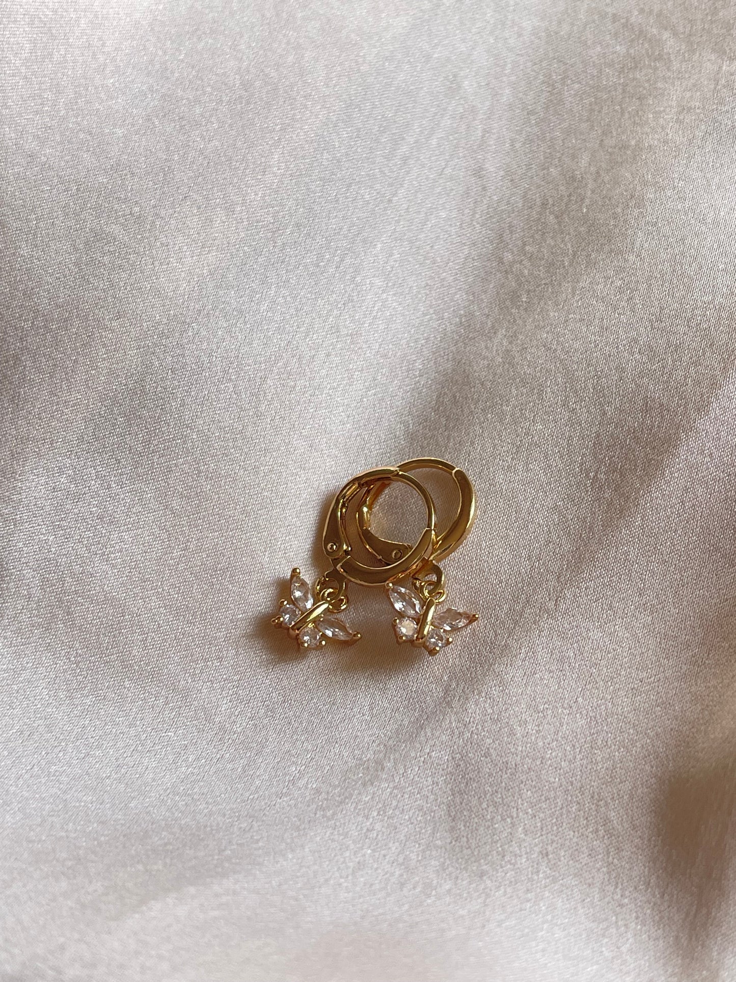 Mini Crystal Butterfly Earrings (Gold Plated)
