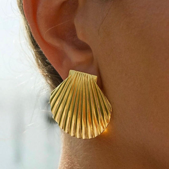 Seashell Statement Earrings- Gold Plated