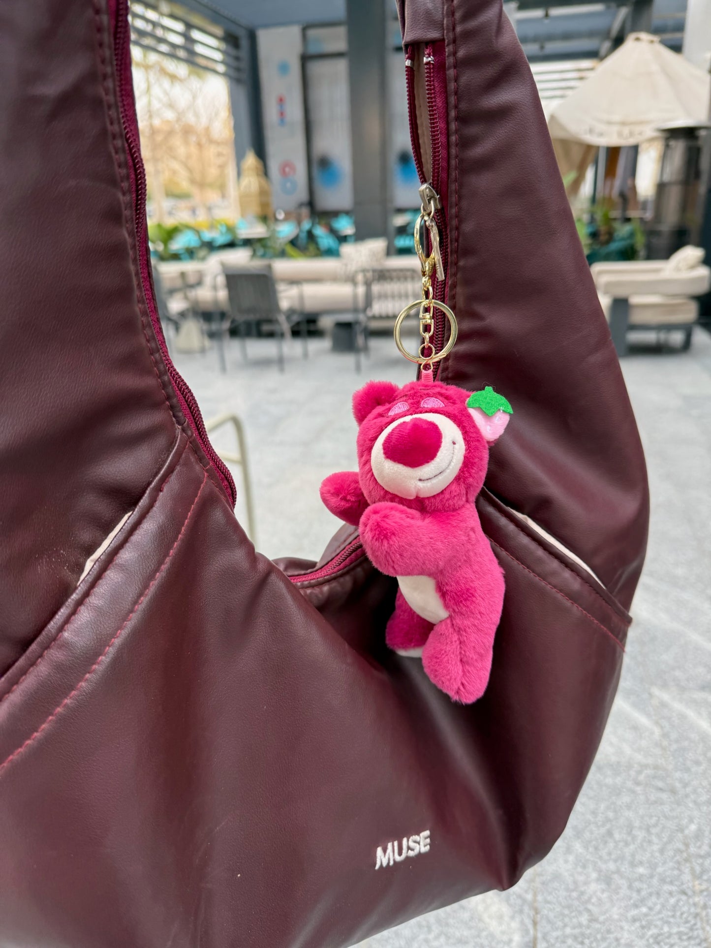 Sleepy Strawberry Bear Bag Charm