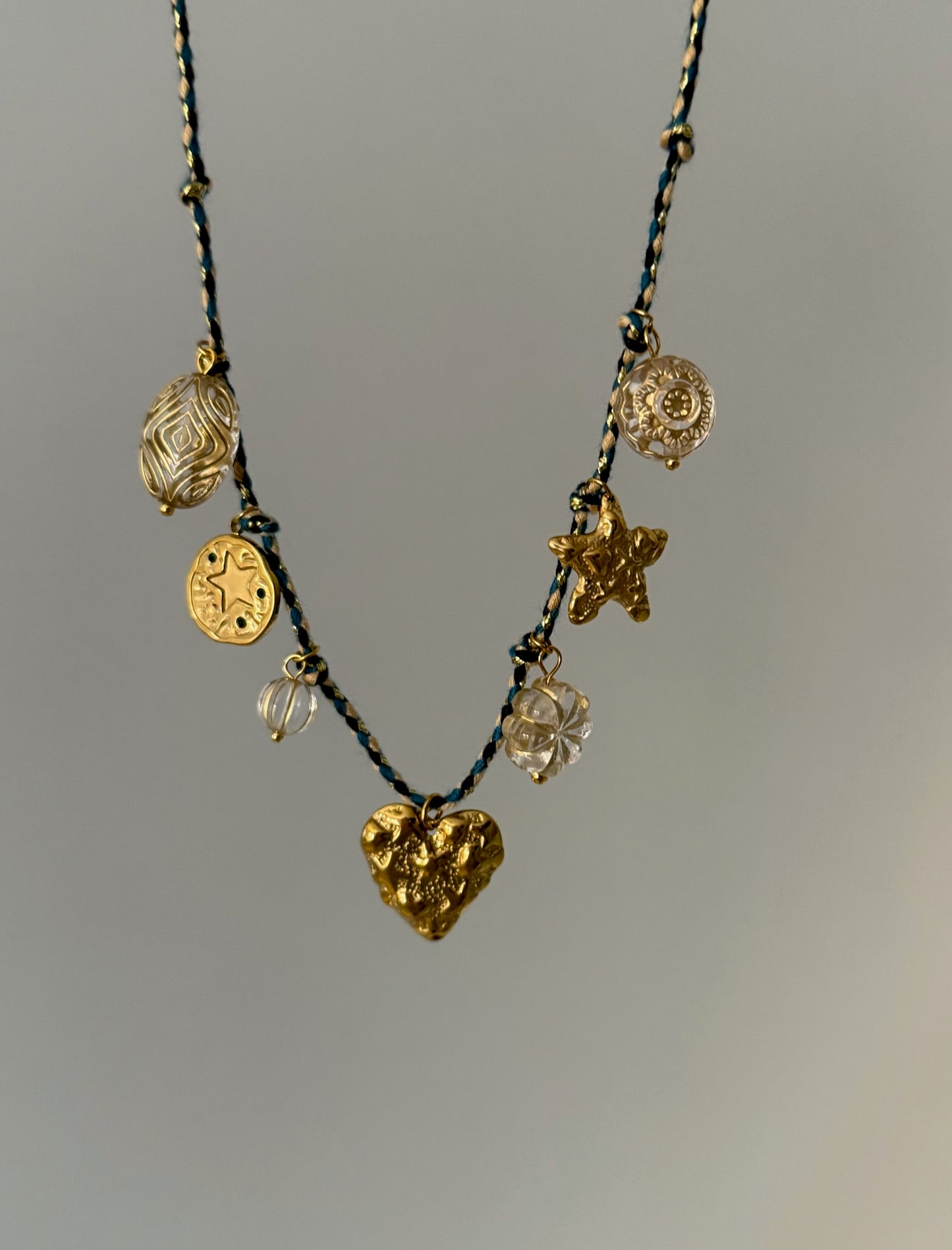 Blue Charms Necklace- Stainless Steel