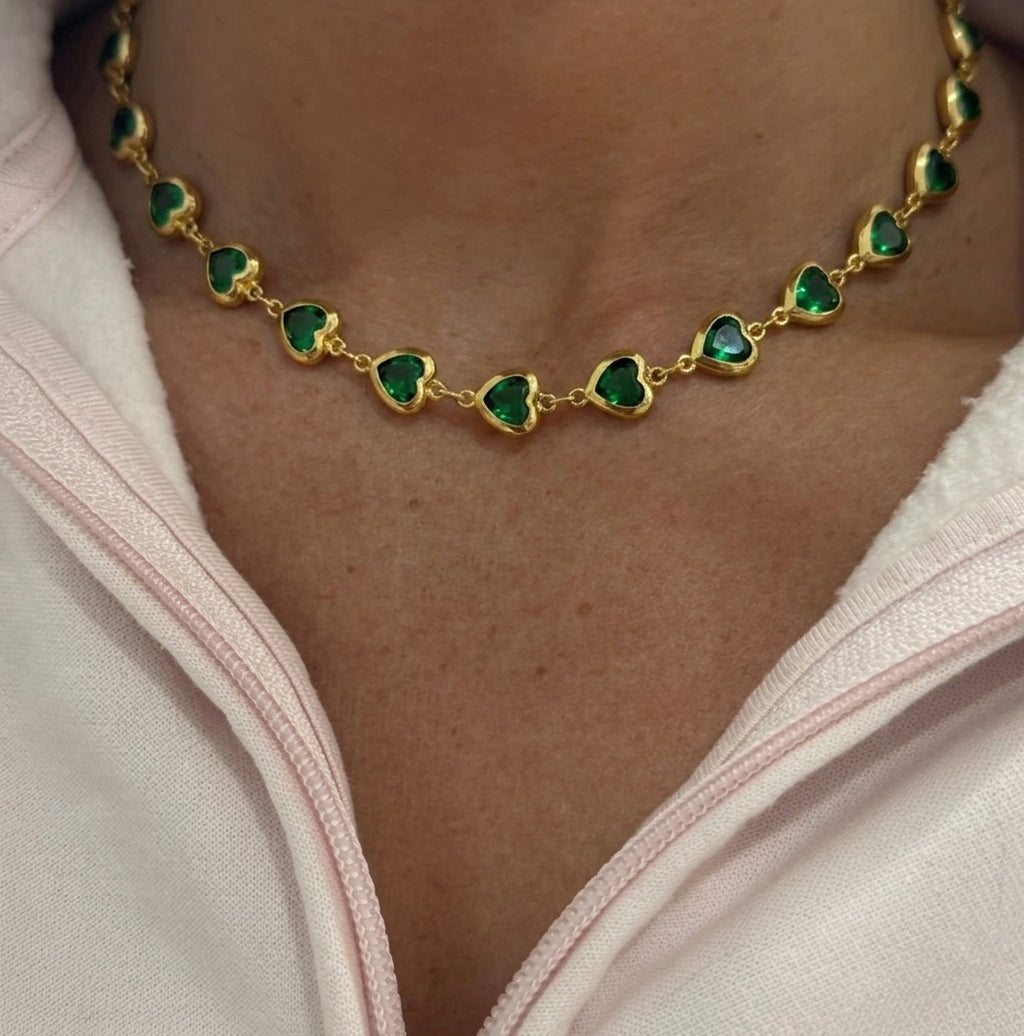 Emerald Heart Necklace- Gold Plated