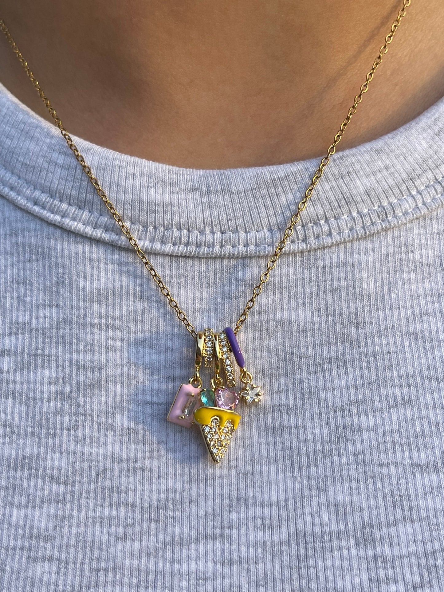 Dainty Crystal Charm Necklace (Stainless Steel)