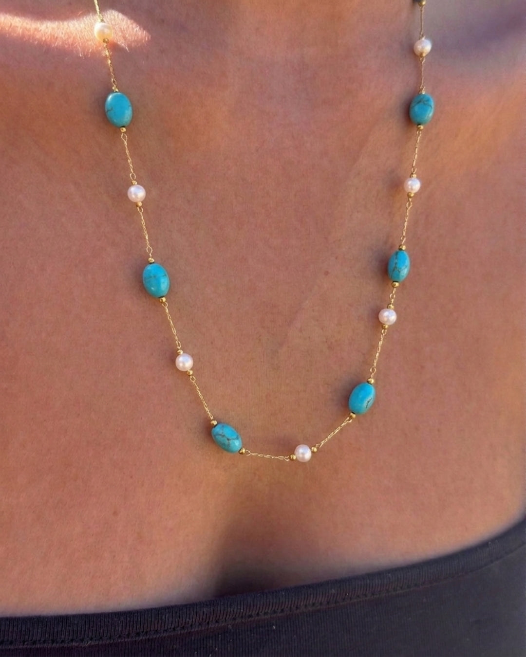 deep turquoise necklace (gold plated)