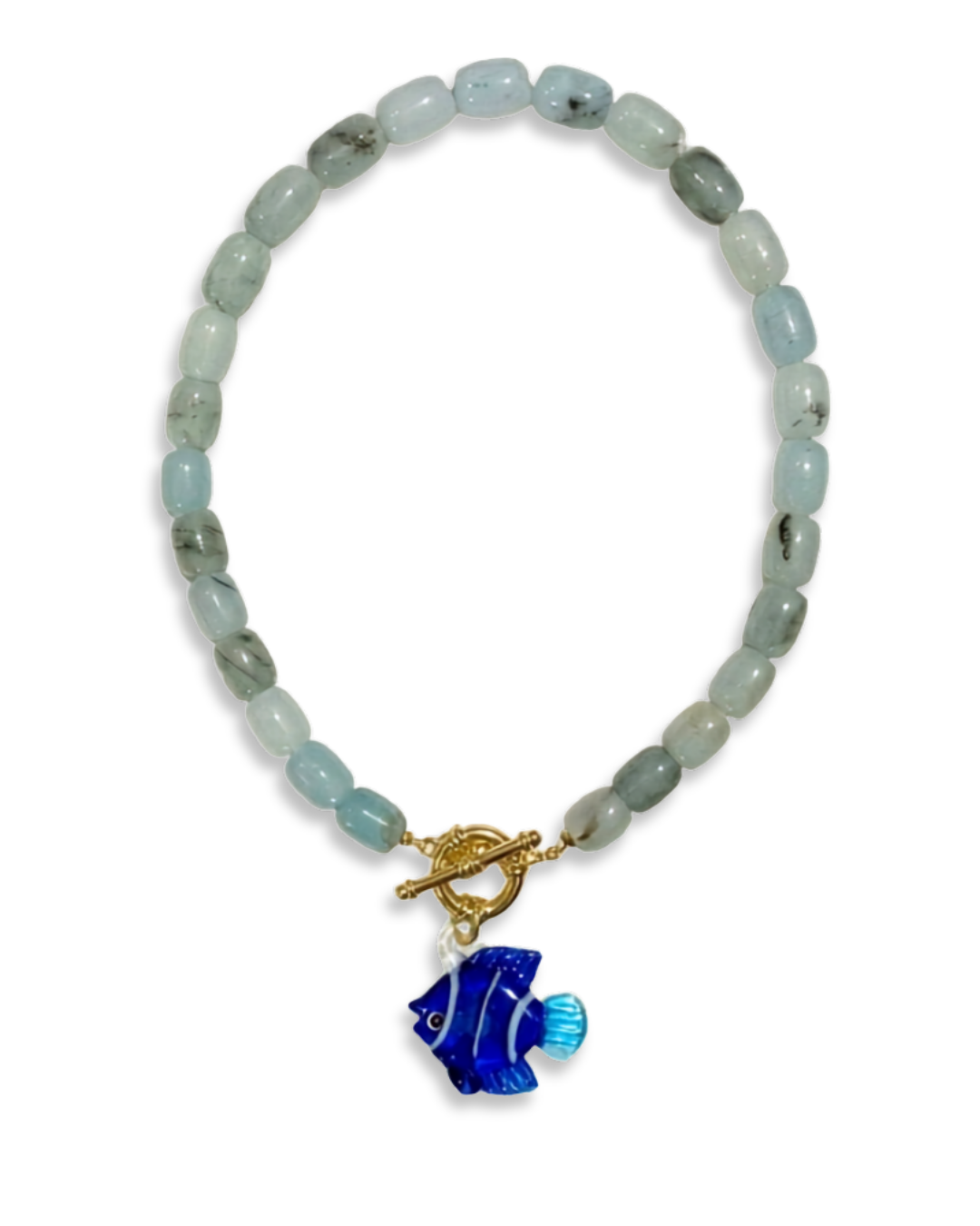 Blue/Green Statement Fish Necklace-Gold Plated
