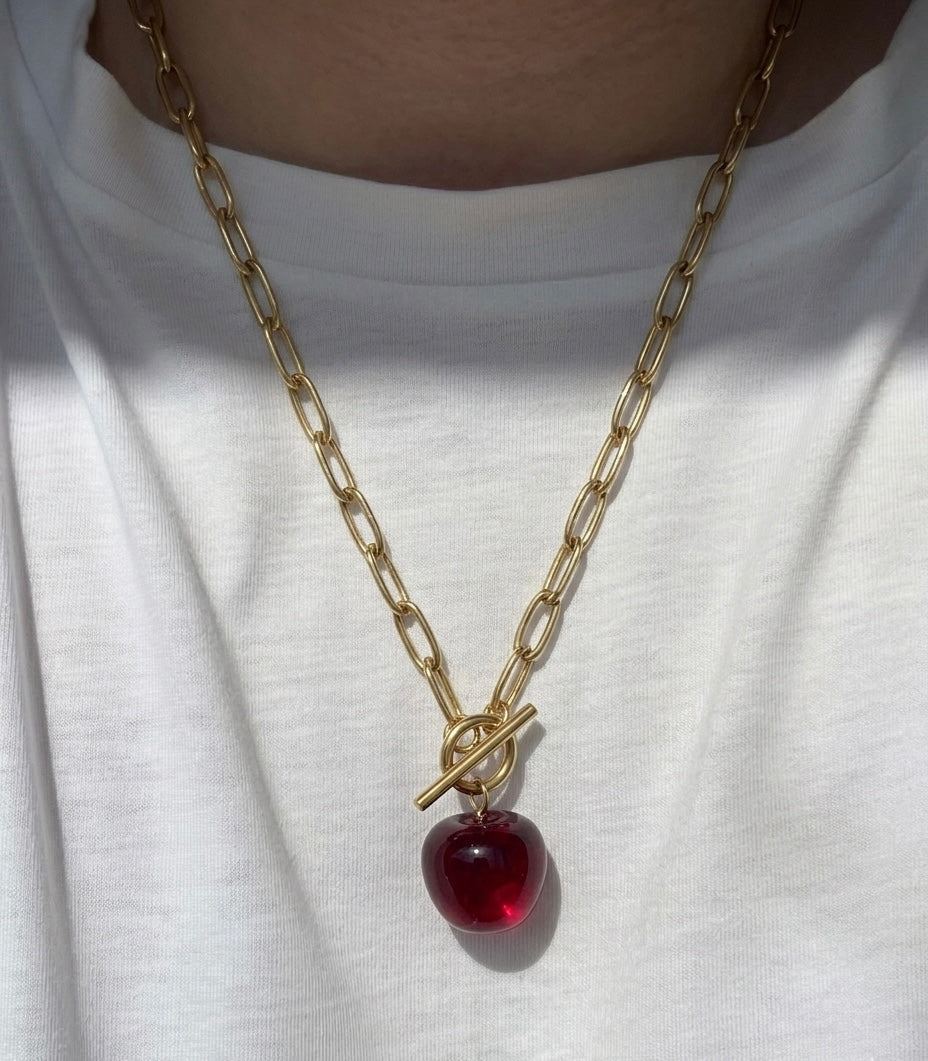 Red Apple Chain Necklace (Stainless Steel)