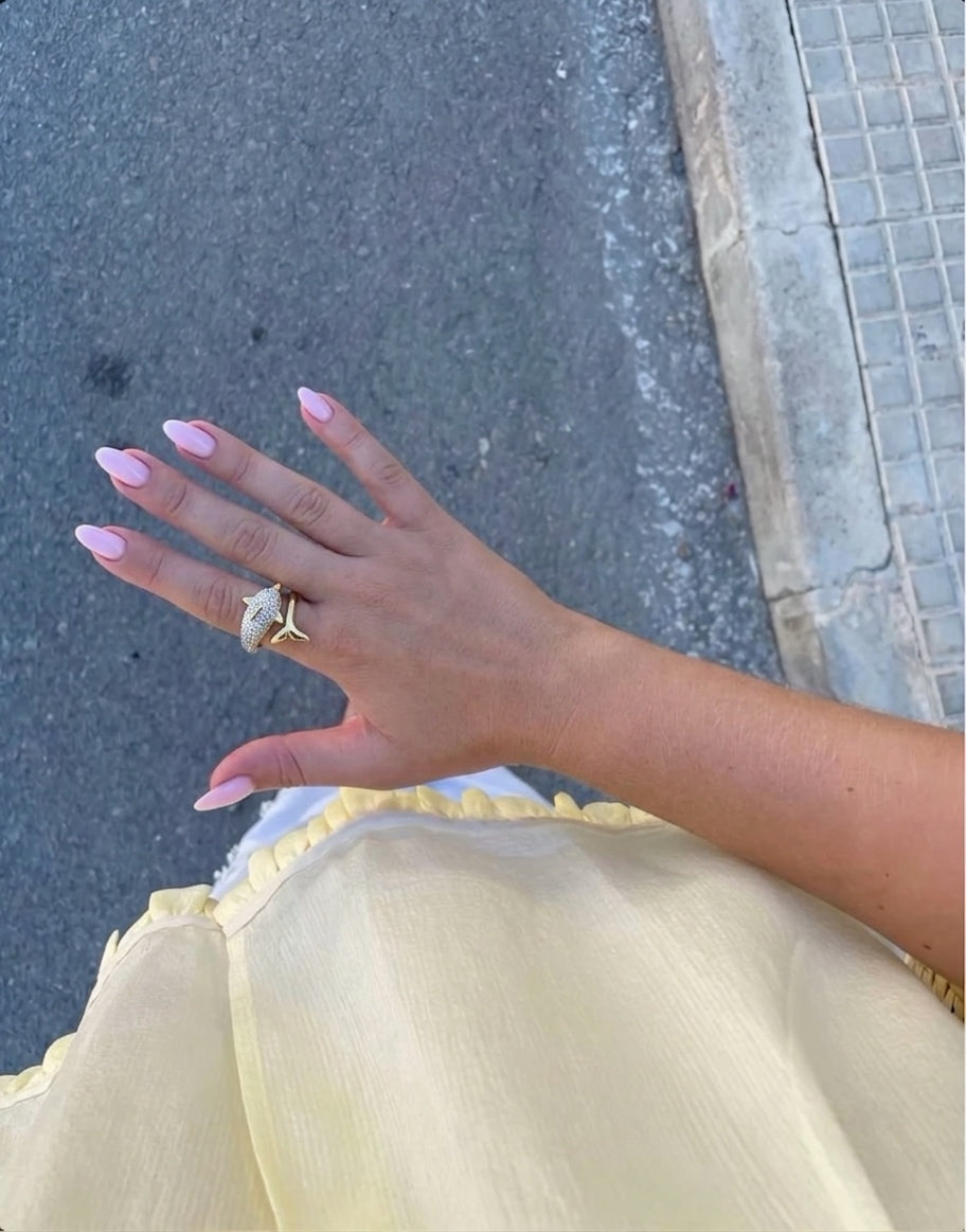 Crystal Dolphin Ring (Gold Plated)