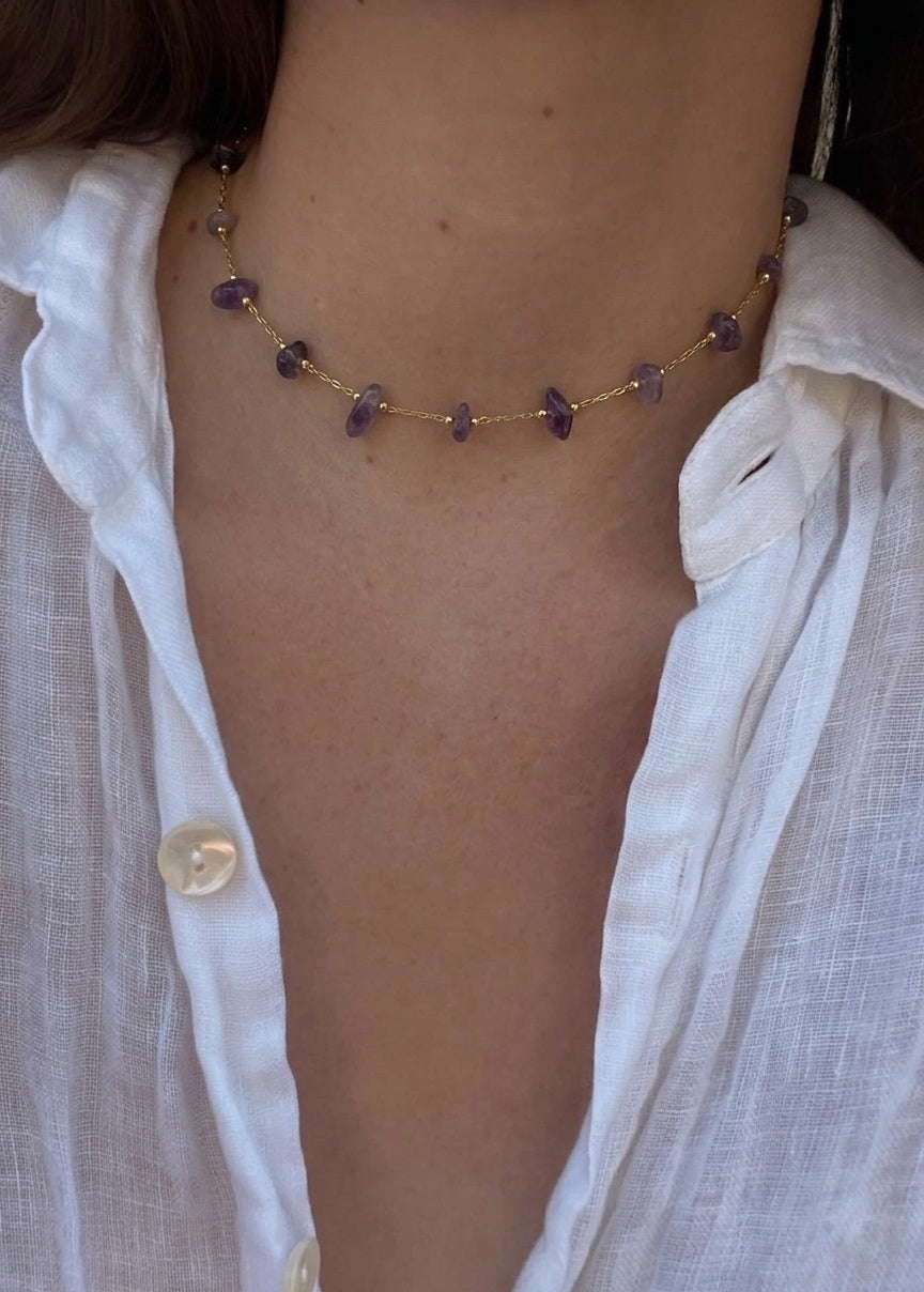 purple stones choker (gold plated)