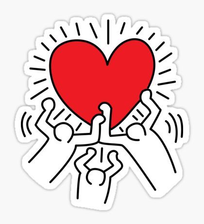 keith haring - heart jumbo sticker