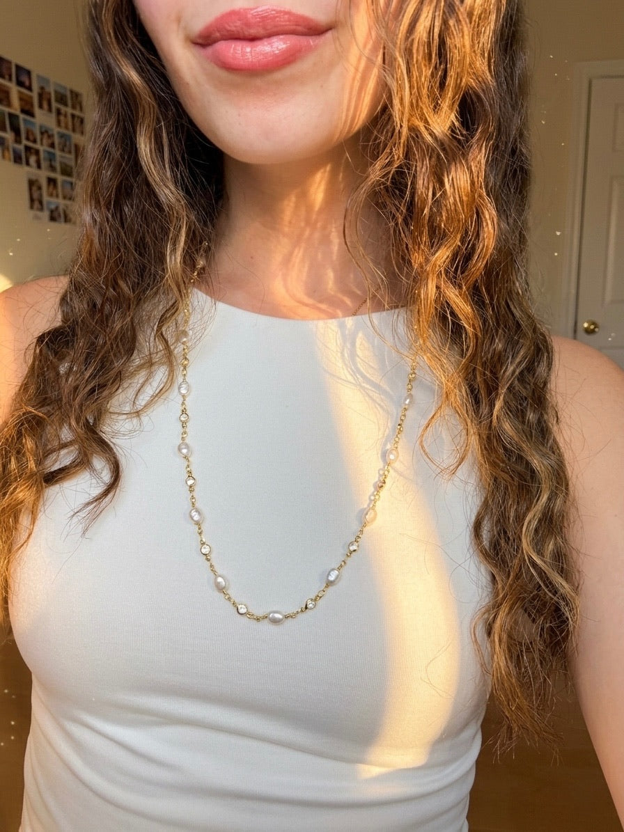 Endless Pearl Necklace (Gold Plated)
